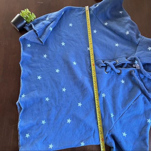 Wildfox Football Blue & White Star Hutton Hoodie Sweater Size Large - Picture 3 of 10